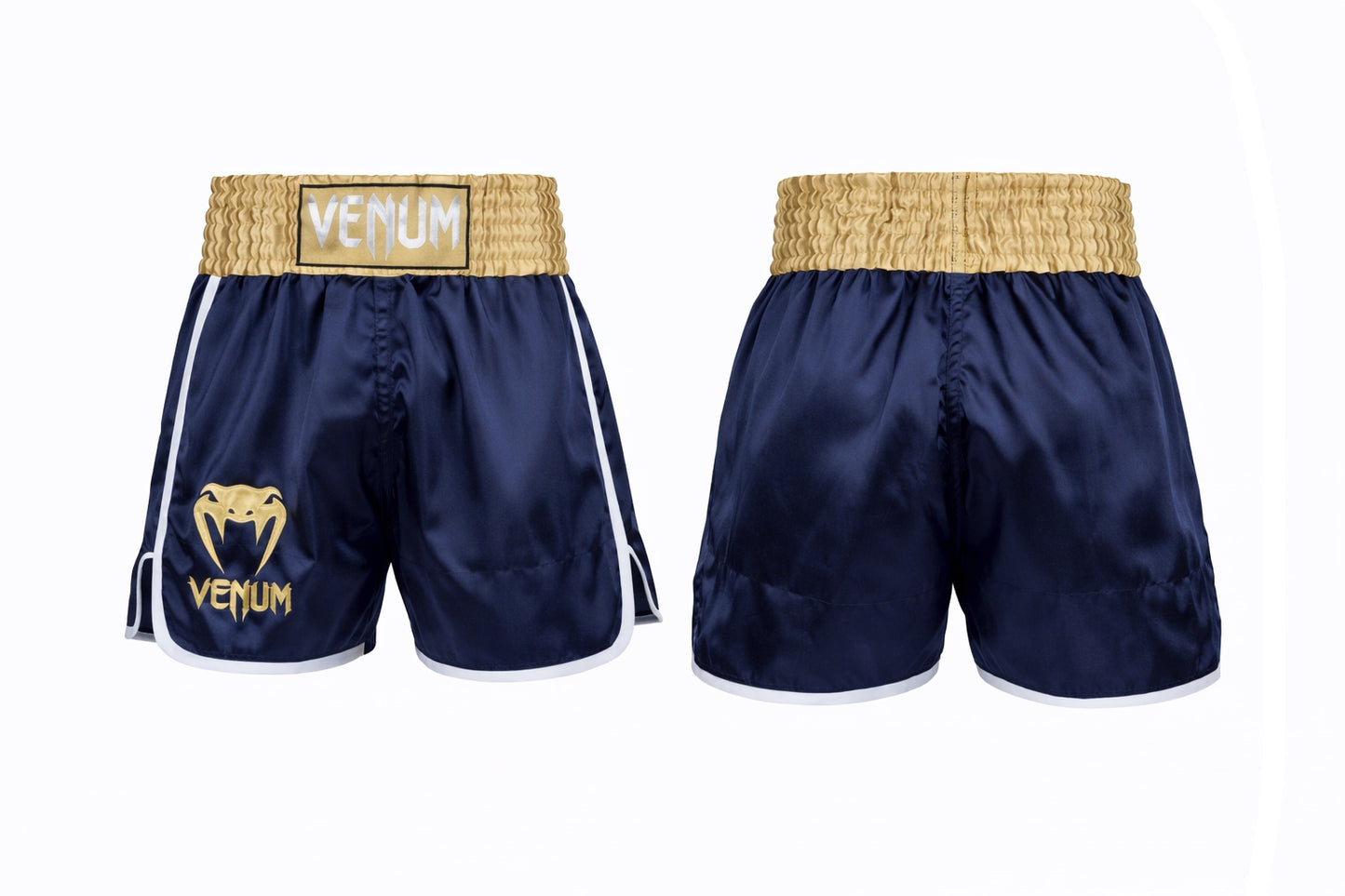 Venum Classic Muay Thai Shorts – Navy Blue / Gold