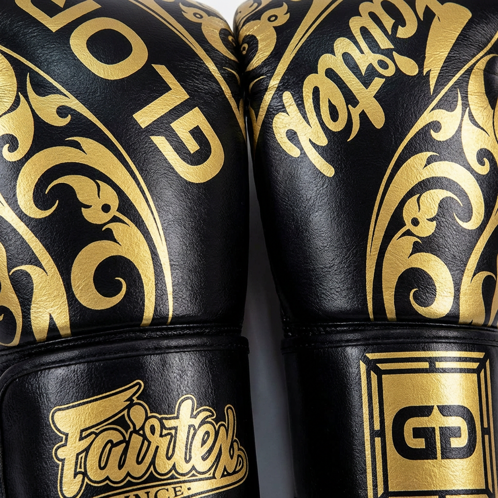Guantes de Kickboxing Fairtex Glory BGLG2 14oz – Negro y Dorado
