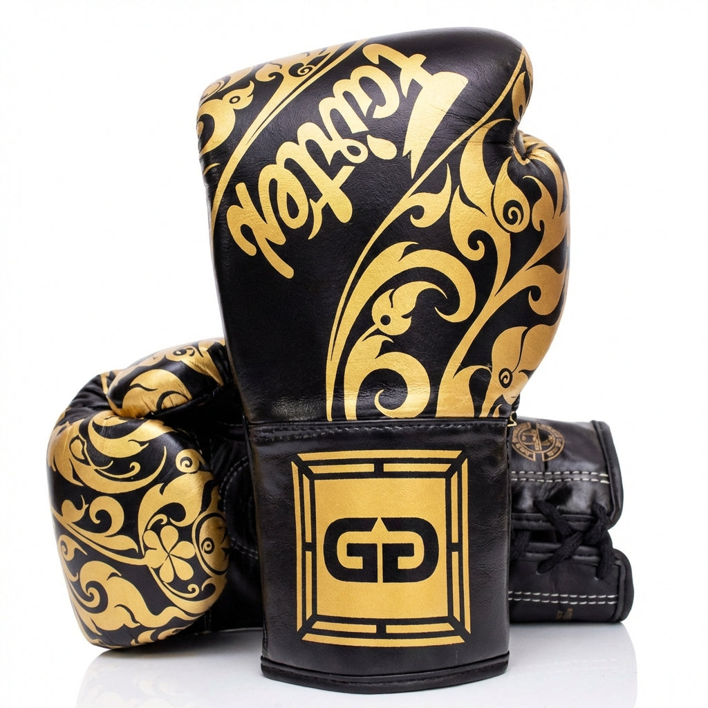 Guantes de Kickboxing Fairtex Glory BGLG2 14oz – Negro y Dorado
